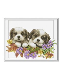Broderikit Tavla Peeking Pups