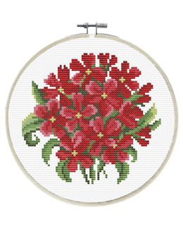 Broderipakke Bilde Red Bouquet Strikking, pynt, garn og strikkeoppskrifter