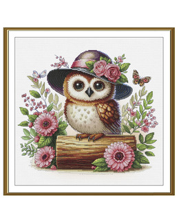 Broderikit Tavla Blomster Uggla