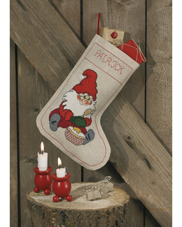 Broderikit Julstrumpa Tomte & Gröt