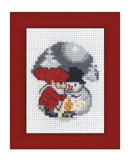 Broderikit Tavla Tomte & Snögubbe
