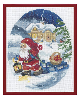 Broderikit Tavla Tomte med Släde