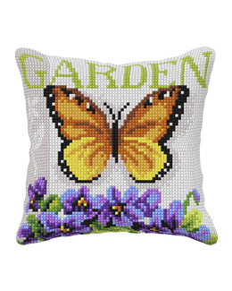 Broderikit Kudde Fjäril & Violer