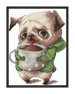 Broderikit Tavla Kaffeälskare Hund