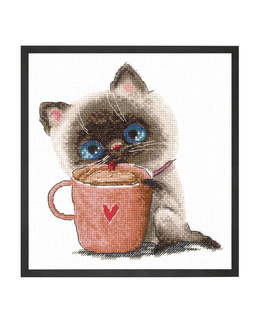 Broderikit Tavla Kaffeälskare Katt