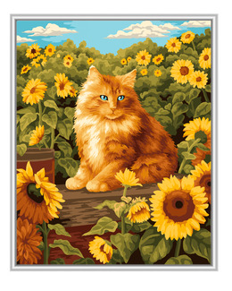 Paint By Numbers Katt med solrosor