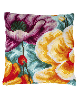 Broderikit Kudde Vallmoblomster