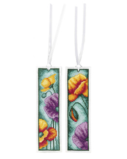 Broderikit Bokmärke Vallmo 2-Pack