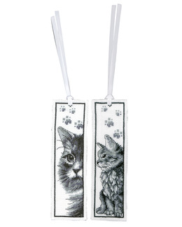 Broderikit Bokmärke Katter 2-Pack