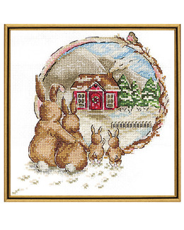 Broderikit Tavla Kaninfamilj
