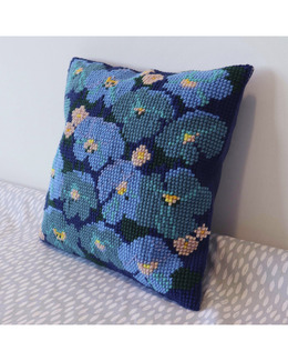 Broderikit Kudde Blått Blomster