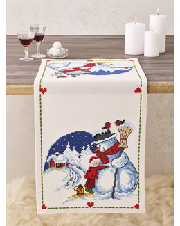 Broderikit Löpare Snögubbe