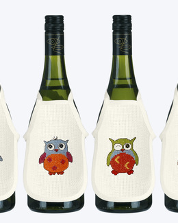 Flaskförkläden Färgglada ugglor 4-pack