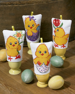 Broderikit Äggvärmare kycklingar 4-pack