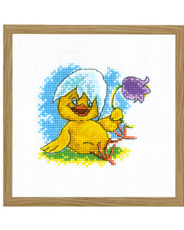 Broderikit Tavla Kyckling med tulpan