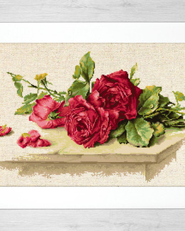 Broderikit Tavla Röda rosor