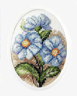 Broderikit Kort Blå vårblomma