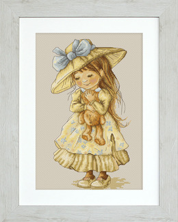 Broderikit Tavla Flicka med nalle