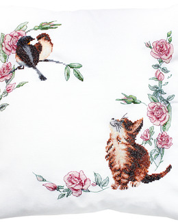 Broderikit Kudde Katten spanar
