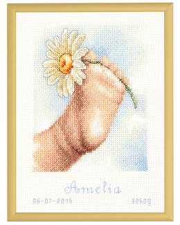 Broderikit Födelsetavla En fot i det