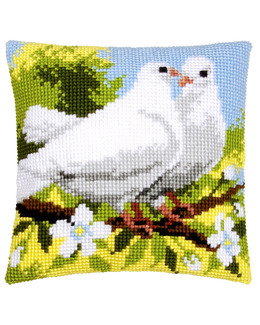 Broderikit Kudde Vita duvor