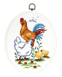 Broderikit Flexitavla Kycklingfamilj