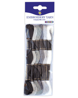 Garn svart/grå/vit sorterat 6 dock