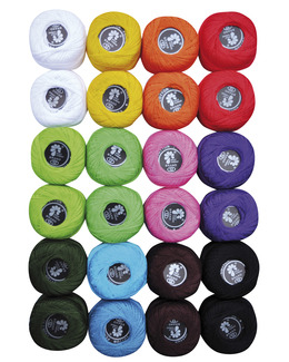 Pärl/Virkgarn enfärgat 24-pack