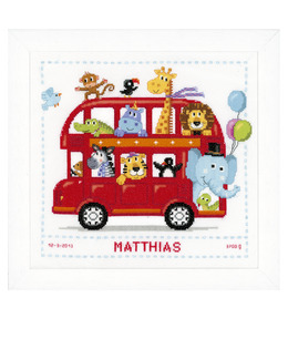 Broderikit Födelsetavla Safaribussen