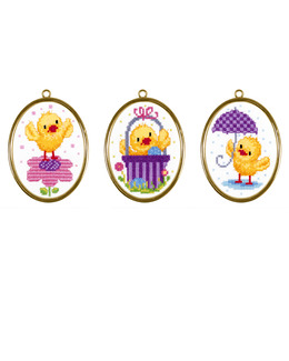 Broderikit Tavlor Söta kycklingar 3-