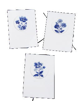 Broderipakke Kort Blå blomster 3-pk Strikking, pynt, garn og strikkeoppskrifter