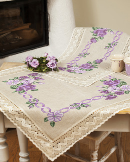 Broderikit Duk Lila bukett