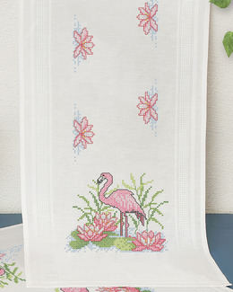 Broderikit Löpare Flamingos
