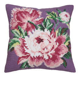 Broderikit Kudde Rosa blomma