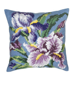 Broderikit Kudde Blå blomma
