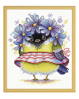 Broderikit Tavla Lycklig fågel