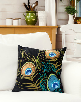 Broderikit Kudde Påfågelfjädrar