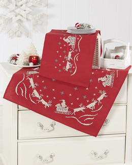 Broderikit Duk Tomte med släde