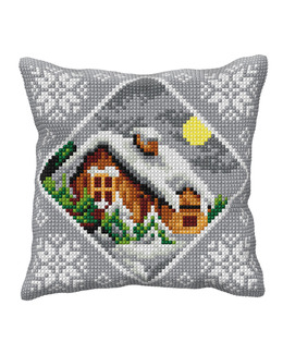 Broderikit Kudde Snötäckt hus