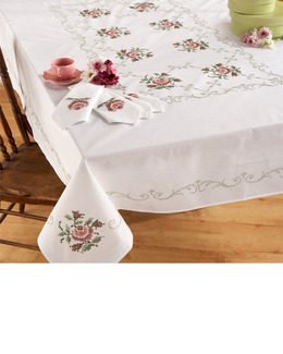 Middagsduk Rosor på rad med eller utan garn