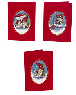 Broderikit Julkort Goa Tomtar 3-pack