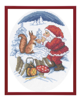 Broderikit Tavla Jultomte och ekorre
