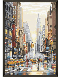 Broderikit Tavla Solnedgång New york