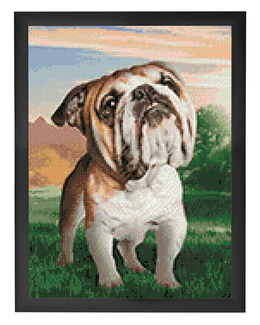 Diamond painting Bulldog Strikking, pynt, garn og strikkeoppskrifter