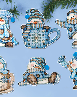 Plastic canvas Snögubbar 6-pack