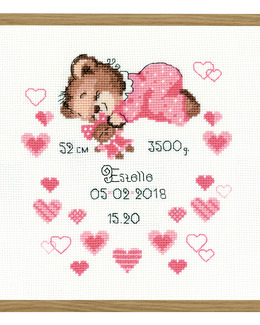 Broderikit Födelsetavla flicka
