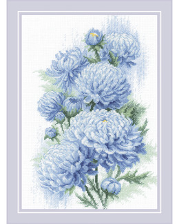 Broderikit Tavla Blått Blomster