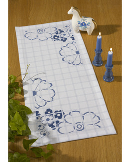 Broderikit Duk Blått blomster