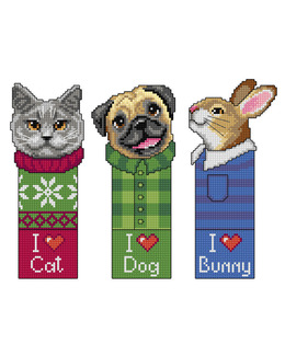 Broderikit Bokmärken Djur 3-Pack