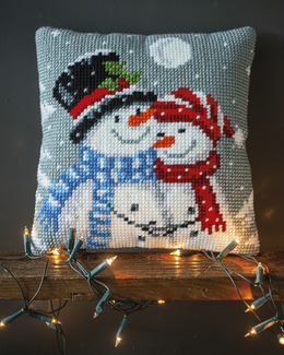 Broderikit Kudde Snögubbar